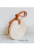 coloring rattan circle sling leather bags white color